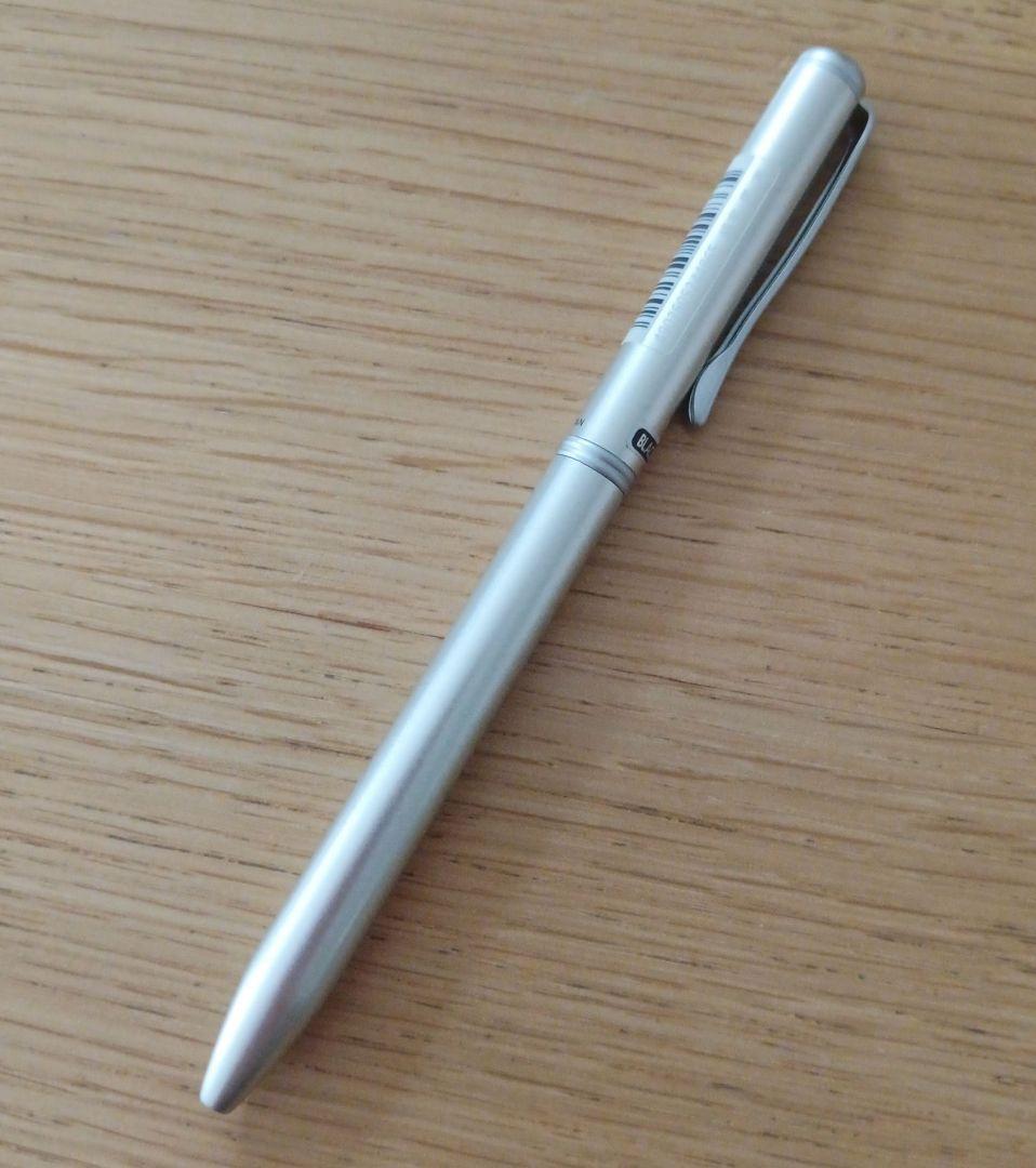 Pilot ballpoint pen BKT-1SR-S with silver body and black and red fine ink colors
