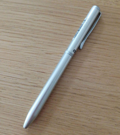 Pilot ballpoint pen BKT-1SR-S with silver body and black and red fine ink colors