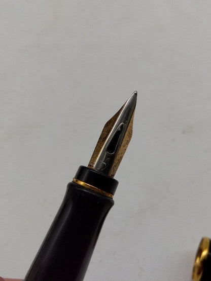 Waterman fountain pen with black body and gold accents, manufactured in France