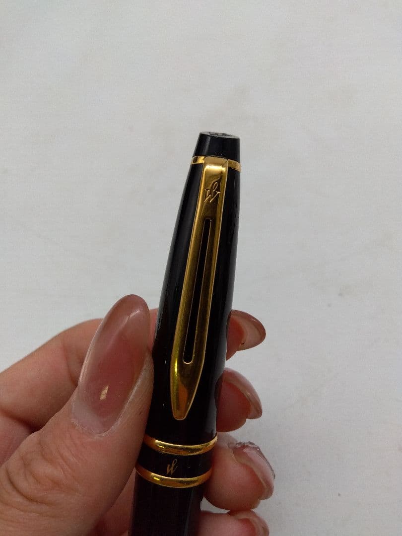 Waterman fountain pen with black body and gold accents, manufactured in France