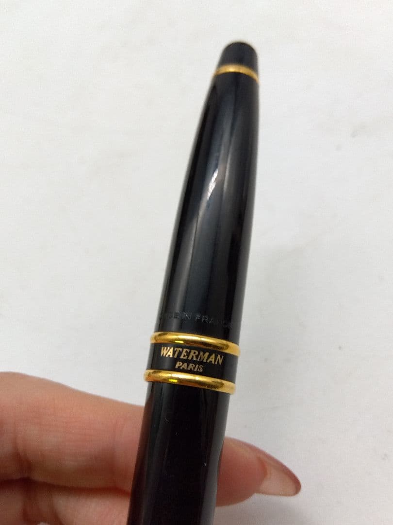 Waterman fountain pen with black body and gold accents, manufactured in France