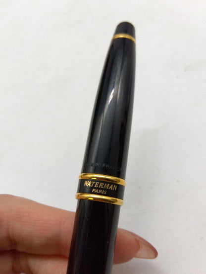 Waterman fountain pen with black body and gold accents, manufactured in France