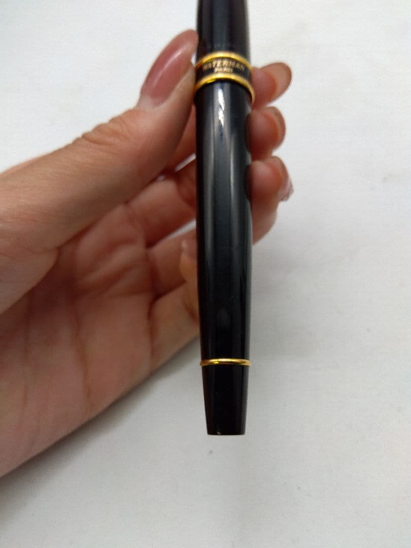 Waterman fountain pen with black body and gold accents, manufactured in France