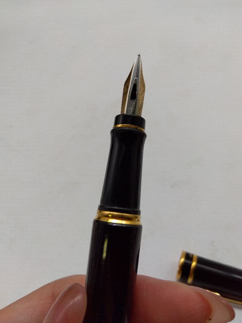 Waterman fountain pen with black body and gold accents, manufactured in France