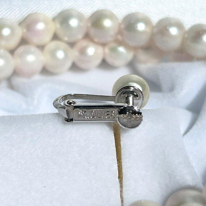 Earring set featuring 6.5-6mm Akoya pearls with matching 43 cm pearl necklace