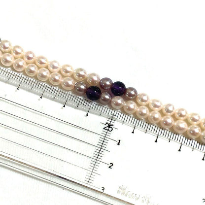 Akoya pearl amethyst fringed lariat necklace with gold-colored metal and freshwater pearl fringe