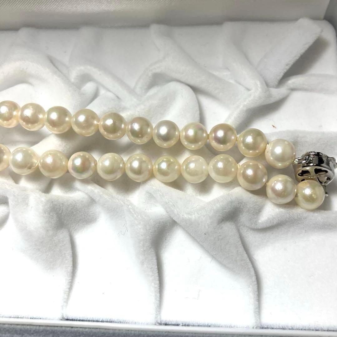 Oyster pearl necklace with white pearls sized 7.5-8.5mm on a 42cm silver chain with silver clasp