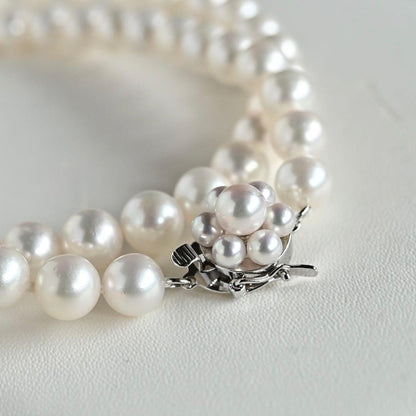 Highest grade Hanadama Taasaki Akoya Pearl Necklace with 7mm pearls and 41.5 cm length