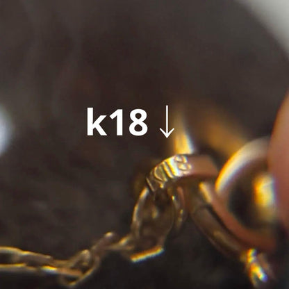 Agete K18 yellow gold necklace with millegrain diamond accents and single Akoya pearl on adjustable 40 cm chain