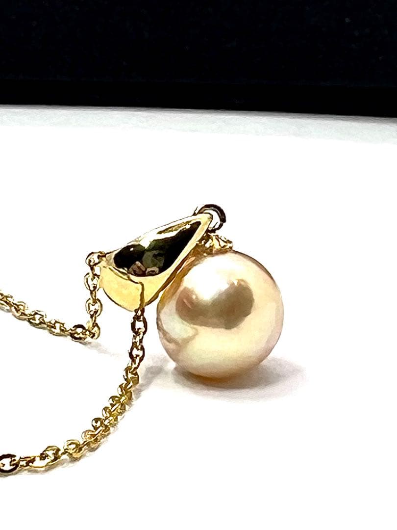 Aoyama Pearl 10mm genuine large gold pearl necklace with silver and gold coated bail and 42cm gold alloy chain