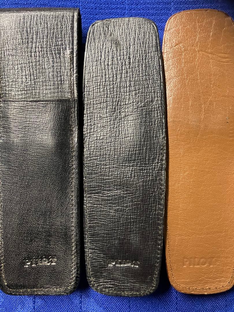 PILOT leather pen case 6 piece set in brown and black, showcasing retro Showa design