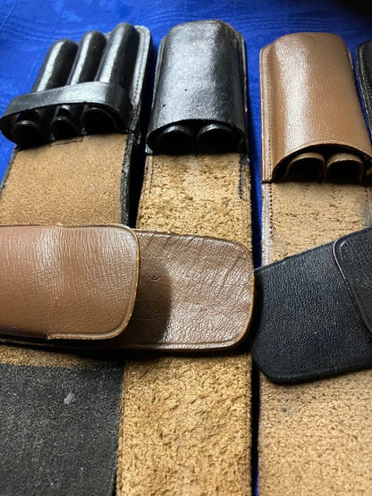 PILOT leather pen case 6 piece set in brown and black, showcasing retro Showa design