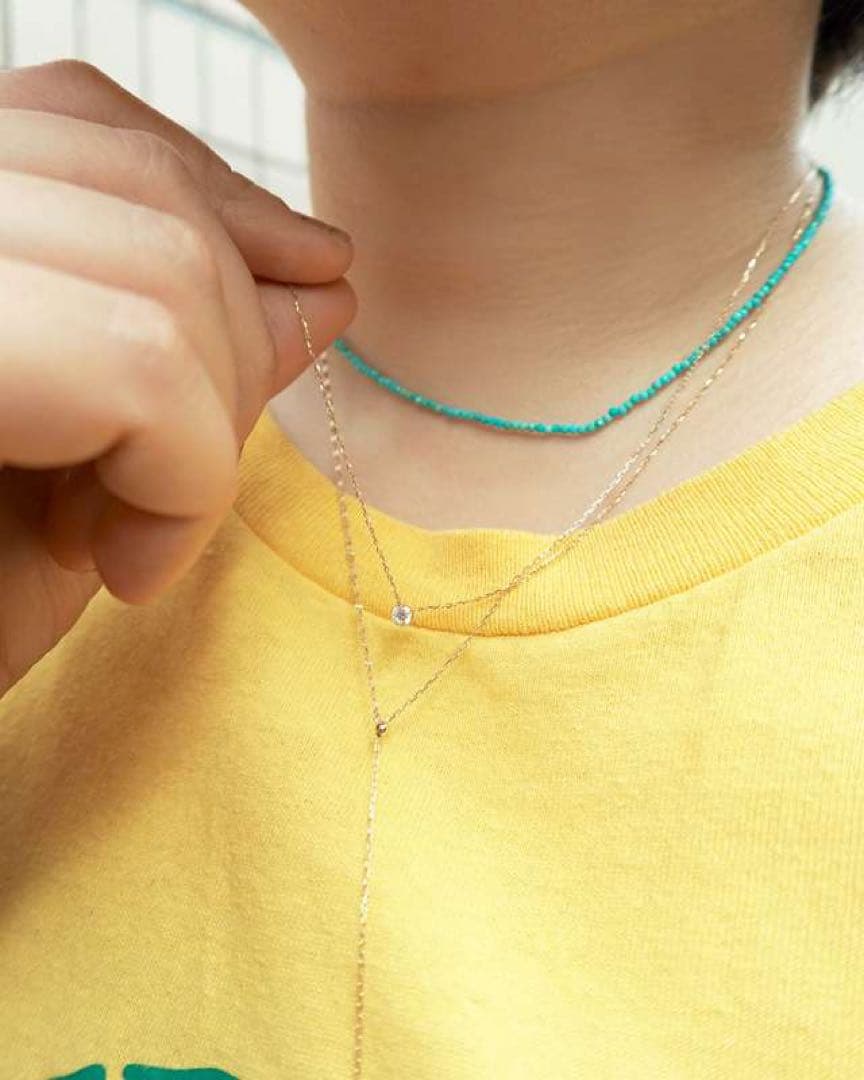 Agete K18 gold diamond necklace 0.1ct with 40cm length and 0.3cm top size