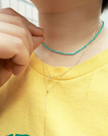 Agete K18 gold diamond necklace 0.1ct with 40cm length and 0.3cm top size