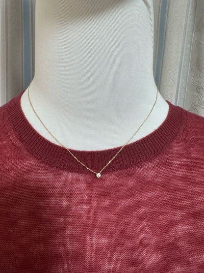 Agete K18 gold diamond necklace 0.1ct with 40cm length and 0.3cm top size
