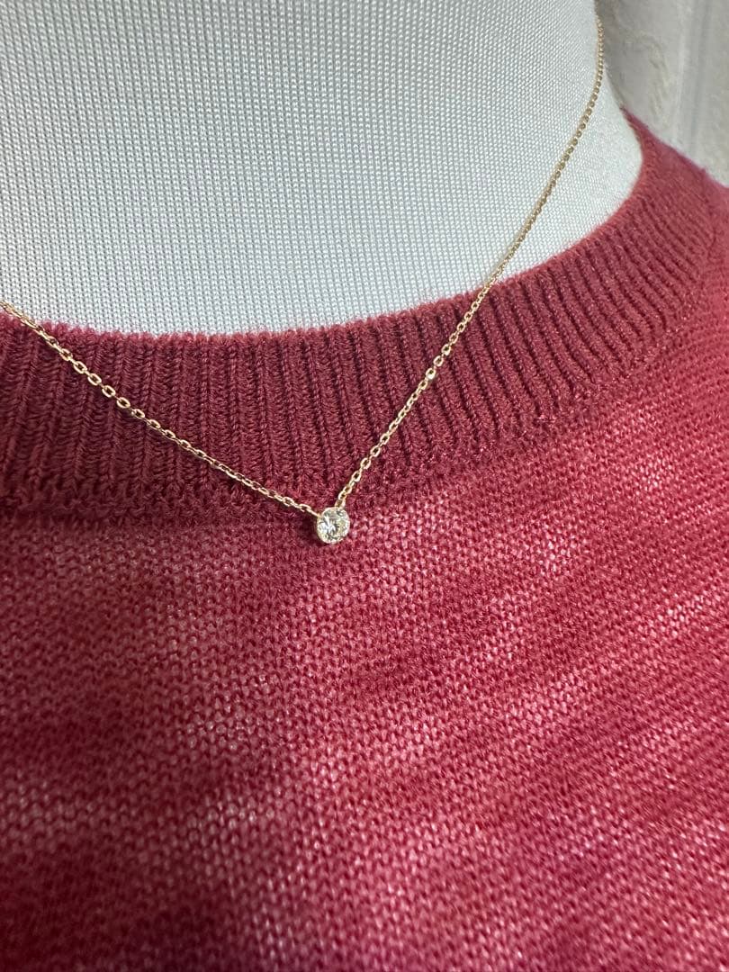 Agete K18 gold diamond necklace 0.1ct with 40cm length and 0.3cm top size