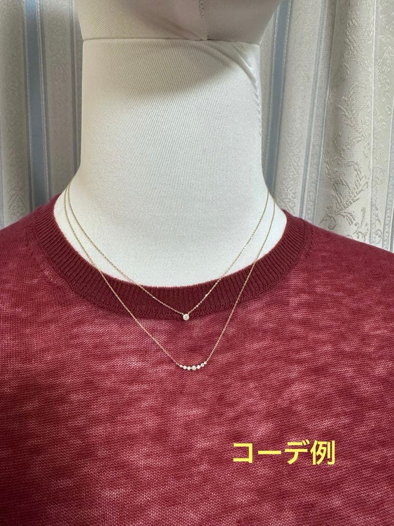 Agete K18 gold diamond necklace 0.1ct with 40cm length and 0.3cm top size