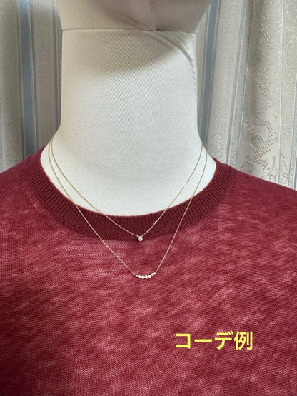 Agete K18 gold diamond necklace 0.1ct with 40cm length and 0.3cm top size