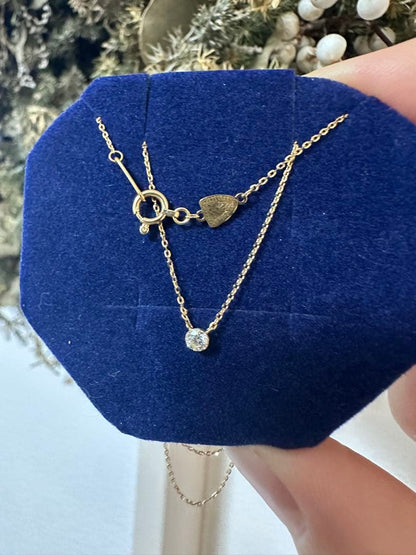 Agete K18 gold diamond necklace 0.1ct with 40cm length and 0.3cm top size