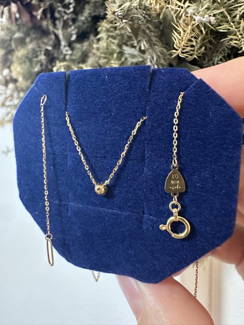 Agete K18 gold diamond necklace 0.1ct with 40cm length and 0.3cm top size