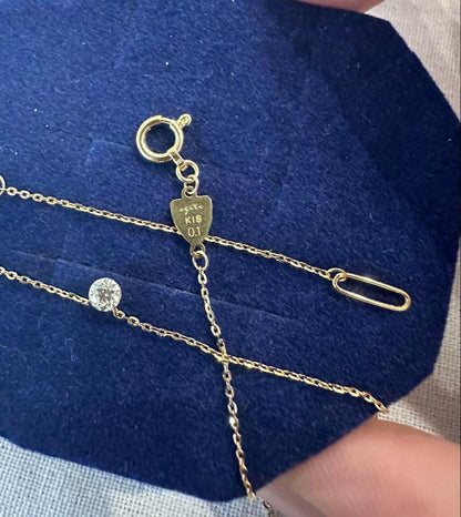 Agete K18 gold diamond necklace 0.1ct with 40cm length and 0.3cm top size