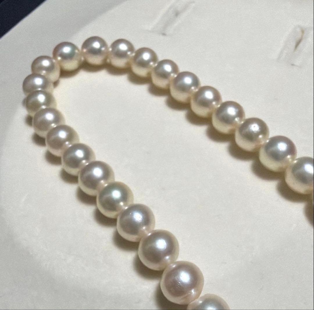 TASAKI Akoya Pearl Necklace featuring 7.5 mm pearls with silver clasp and high luster finish