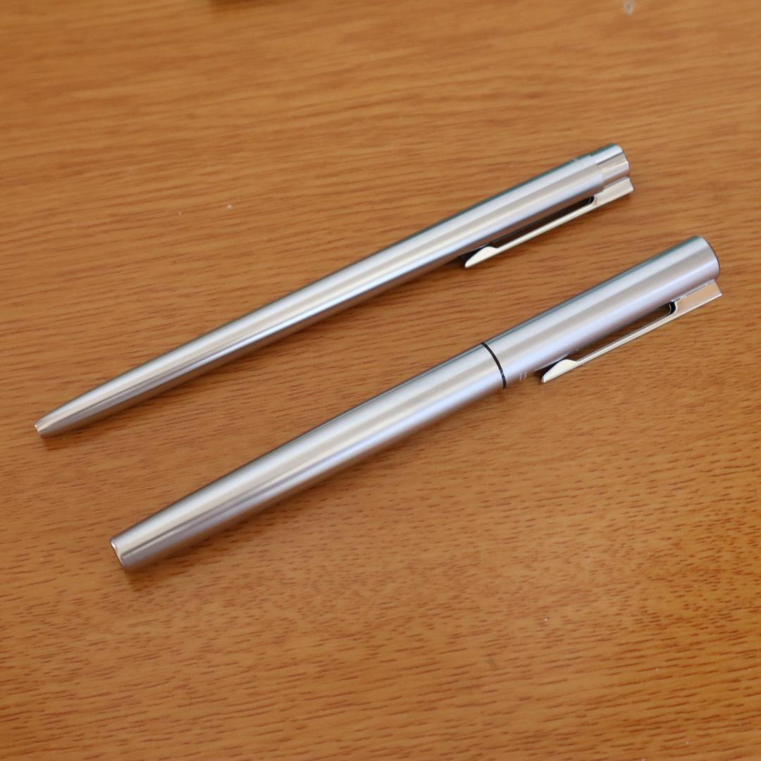 Vintage Waterman silver metal fountain pen and ballpoint pen set with EF nib and cartridge converter