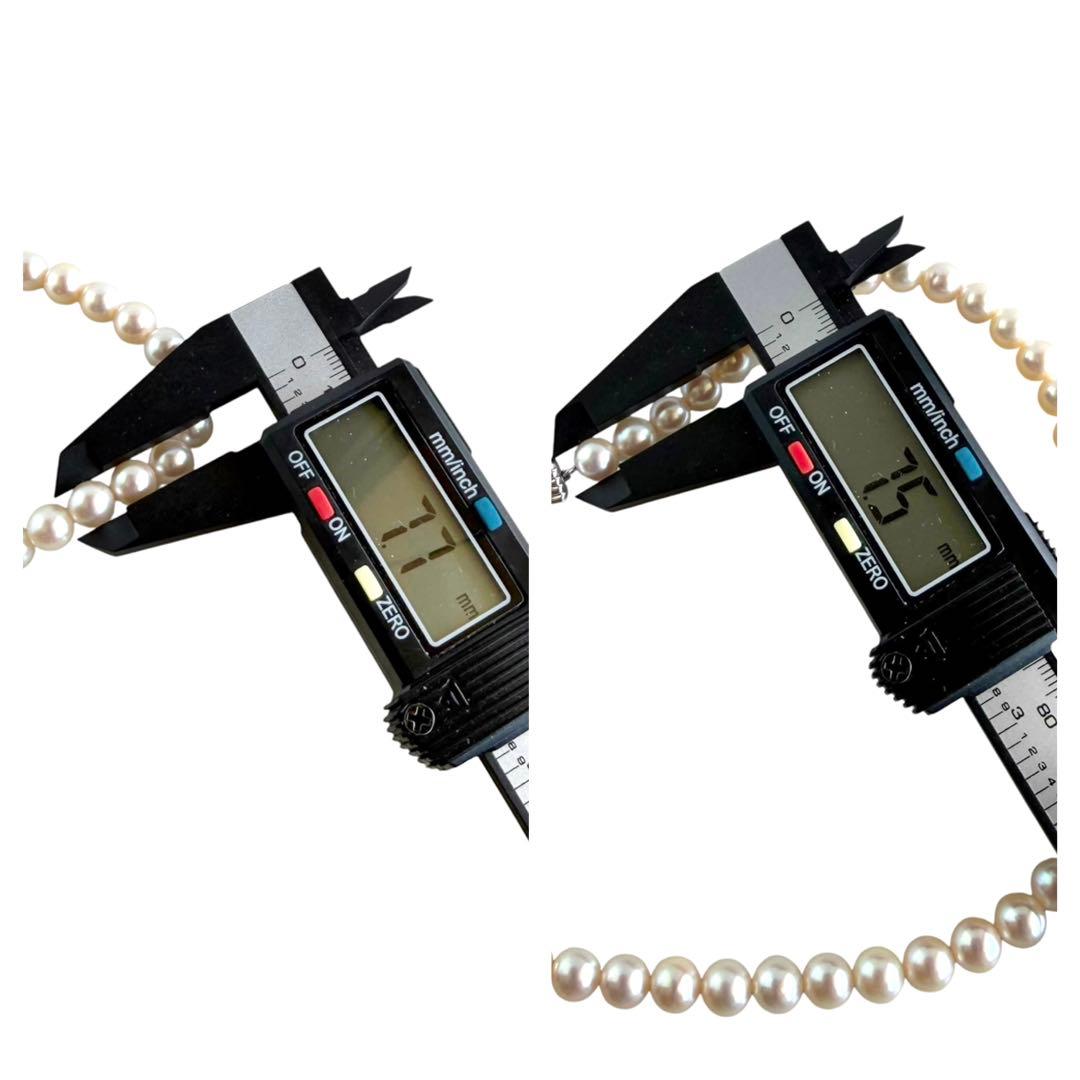 Takashi Akoya pearl necklace with 8-7.5mm pearls and ribbon clasp, 42cm length