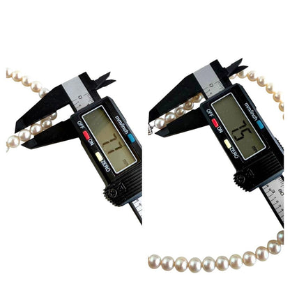Takashi Akoya pearl necklace with 8-7.5mm pearls and ribbon clasp, 42cm length