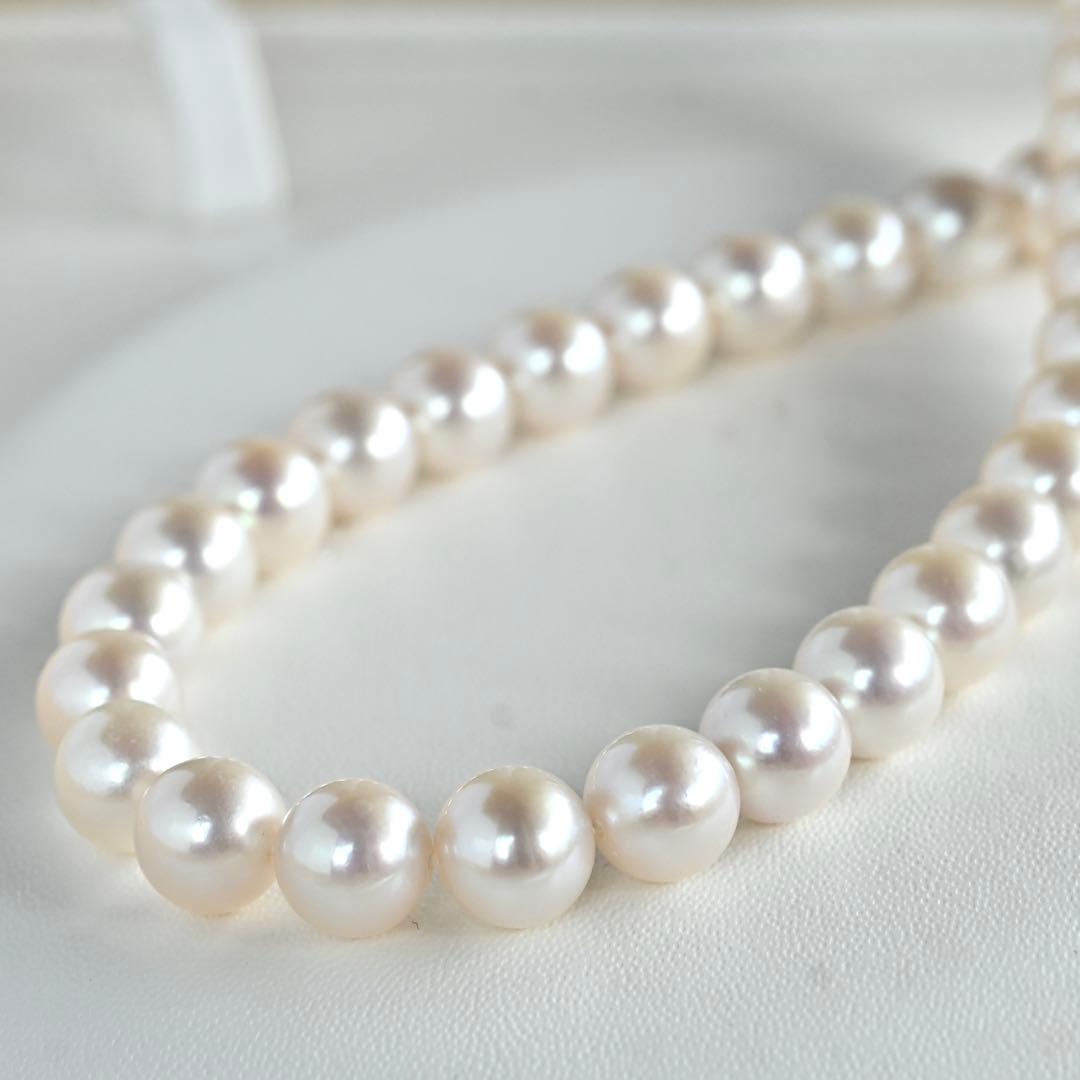 Takashi Akoya pearl necklace with 8-7.5mm pearls and ribbon clasp, 42cm length