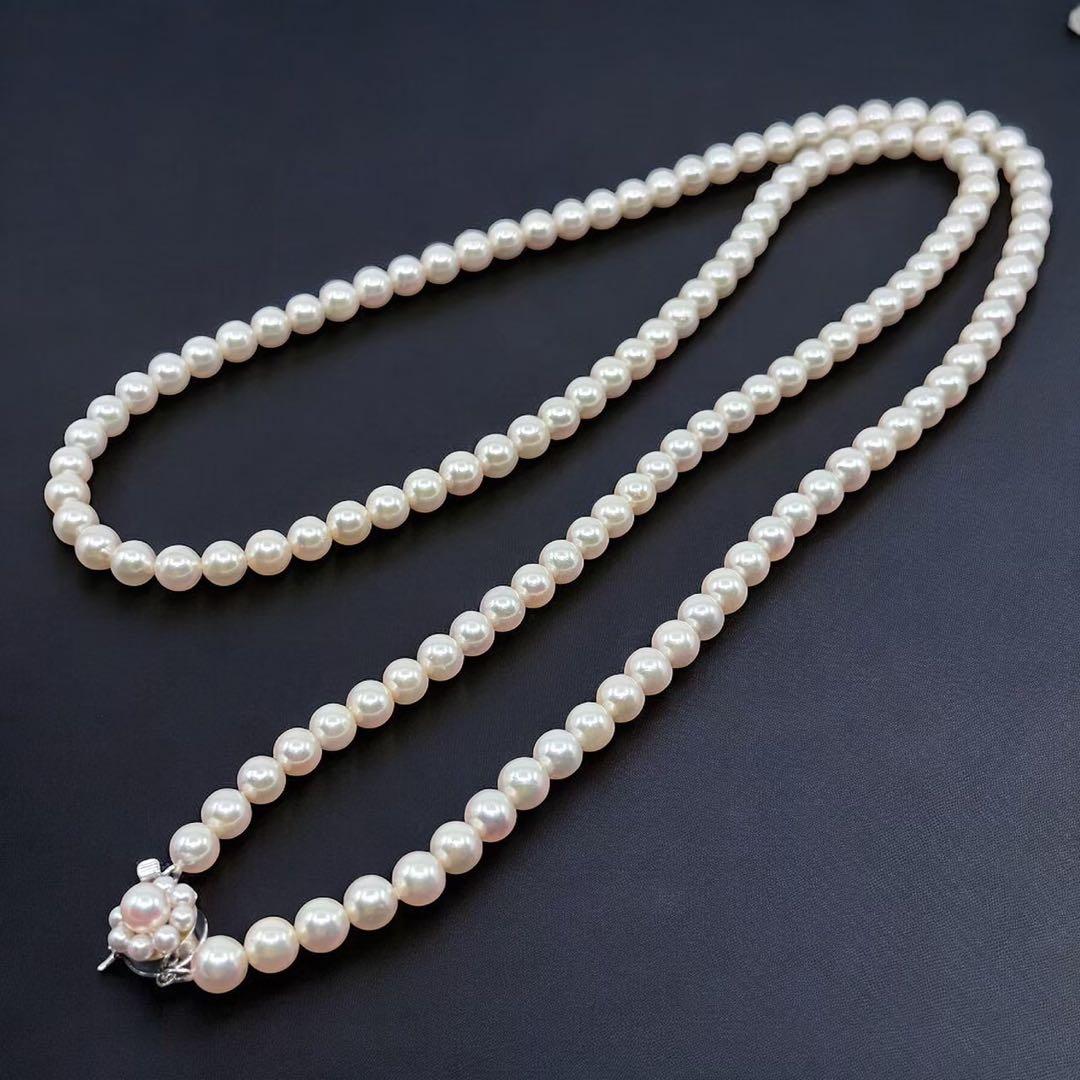 Highest grade Aurora Hanadama Tasaki Akoya long pearl necklace measuring 82 cm with 6.3 mm pearls