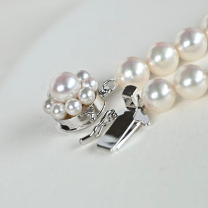 Highest grade Aurora Hanadama Tasaki Akoya long pearl necklace measuring 82 cm with 6.3 mm pearls