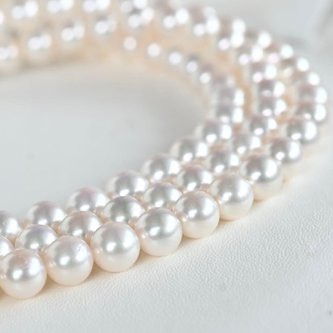 Highest grade Aurora Hanadama Tasaki Akoya long pearl necklace measuring 82 cm with 6.3 mm pearls
