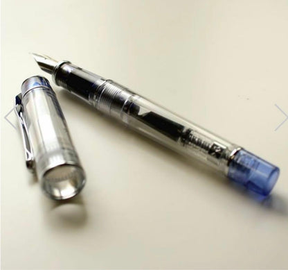 Pilot Prella fountain pen in transparent blue with fine nib and Converter 50 from the Colorful Aoi series