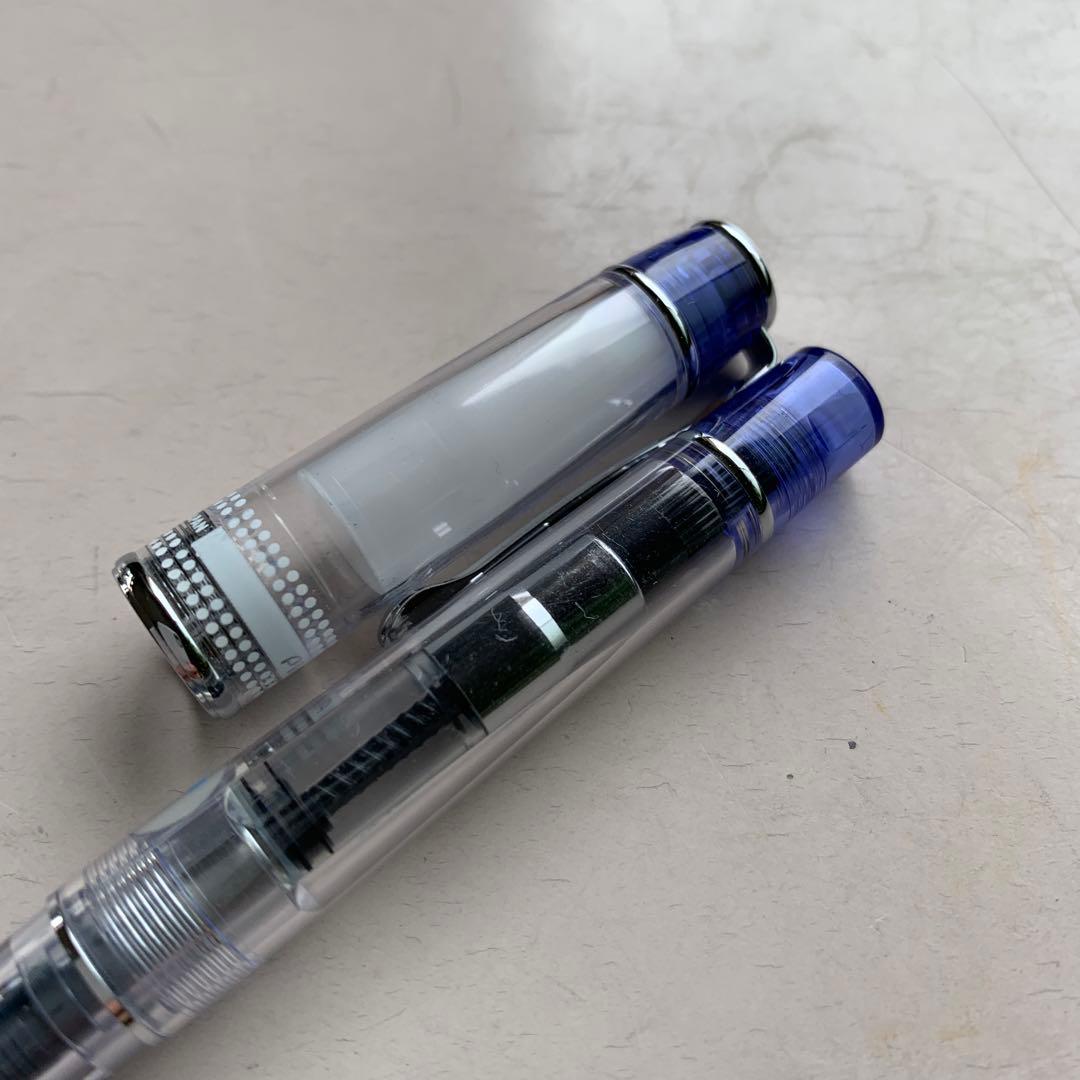 Pilot Prella fountain pen in transparent blue with fine nib and Converter 50 from the Colorful Aoi series