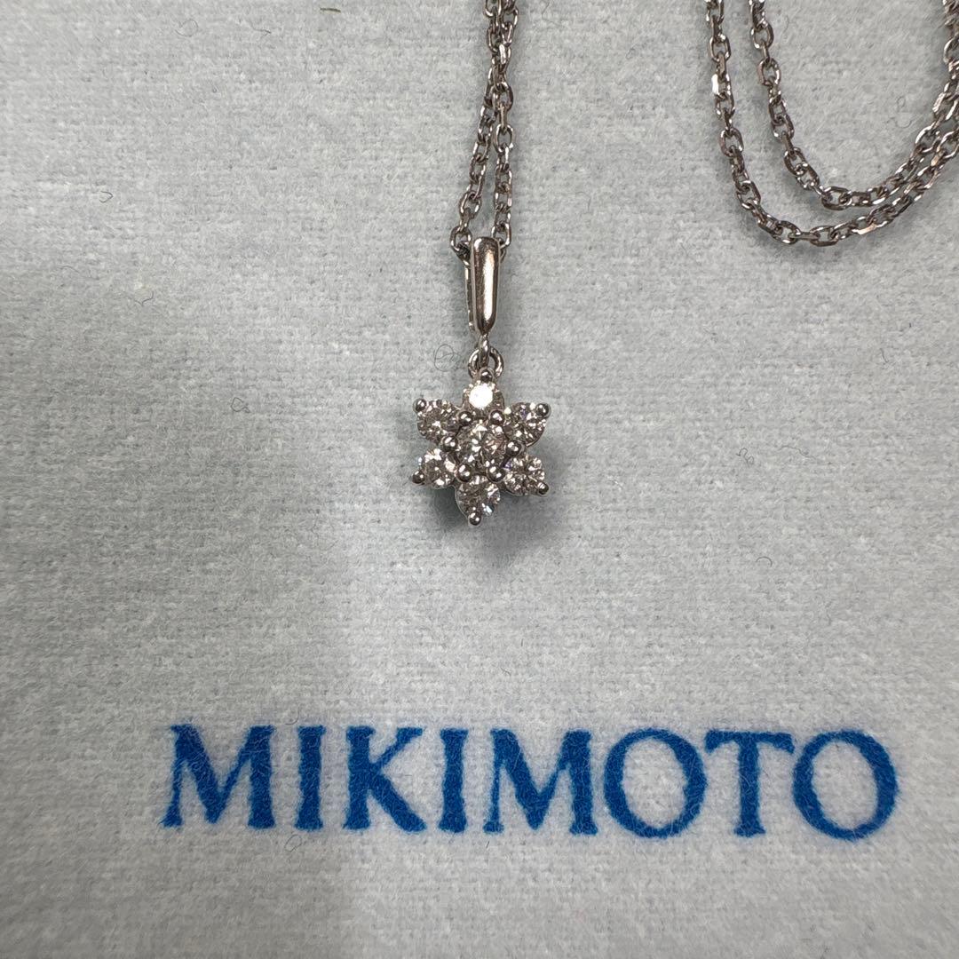 Mikimoto Diamond Necklace with 0.21ct diamonds and 43 cm chain displayed on a white background