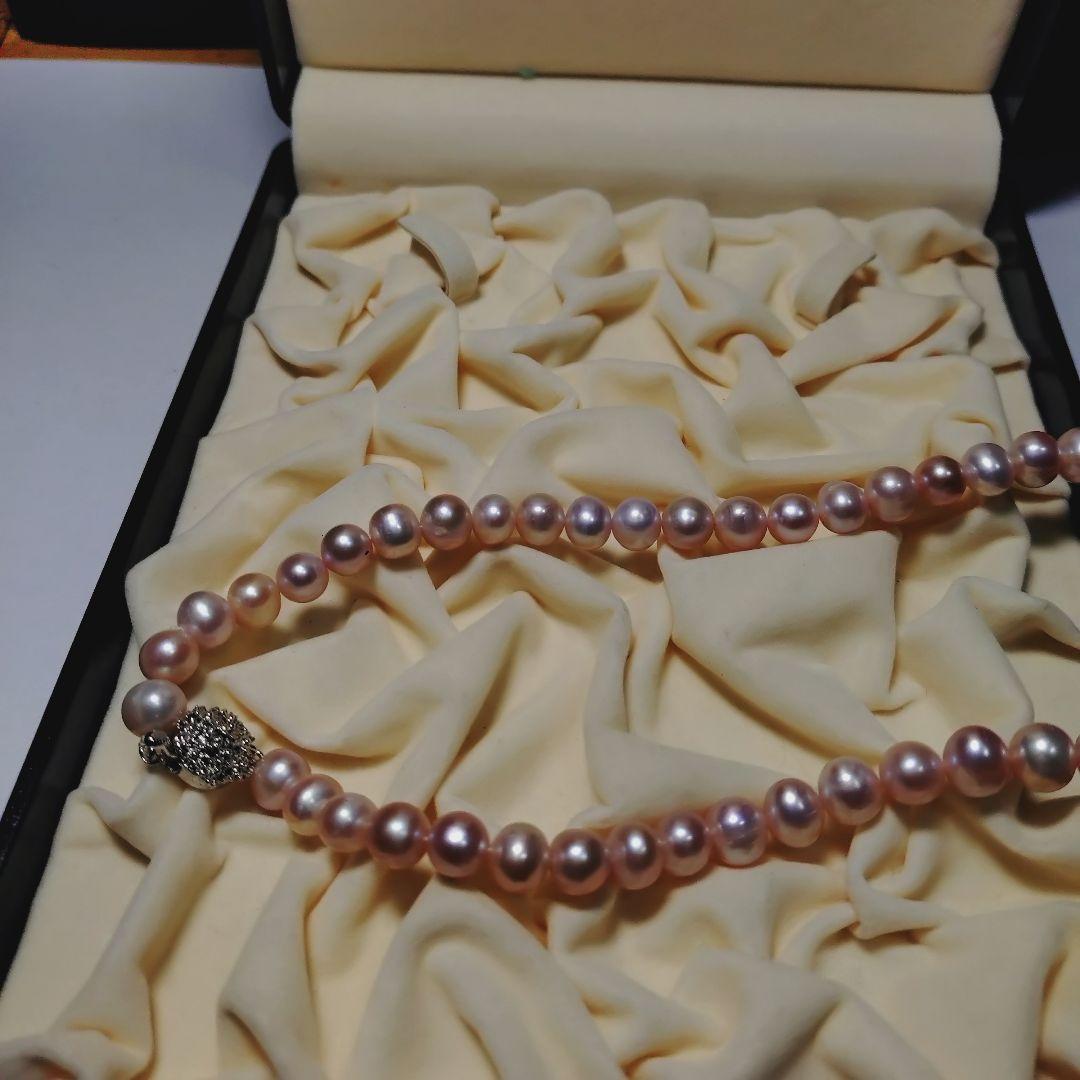Akoya pink genuine pearl baroque necklace with silver stamp featuring 7.7mm-9.9mm pearls