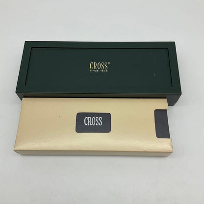 CROSS Ballpoint Pen and Sharp Pencil Set 10_16 in navy and gold color with black ink and silver finish