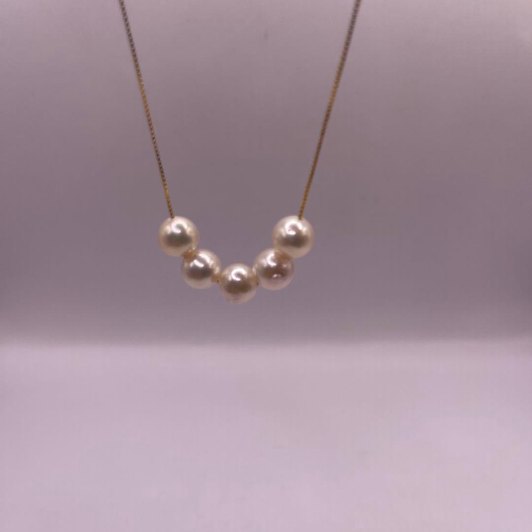 Akoya pearl 5-strand necklace with 7.5-8mm white pearls and white gold S925 18K plated fittings on 42cm chain