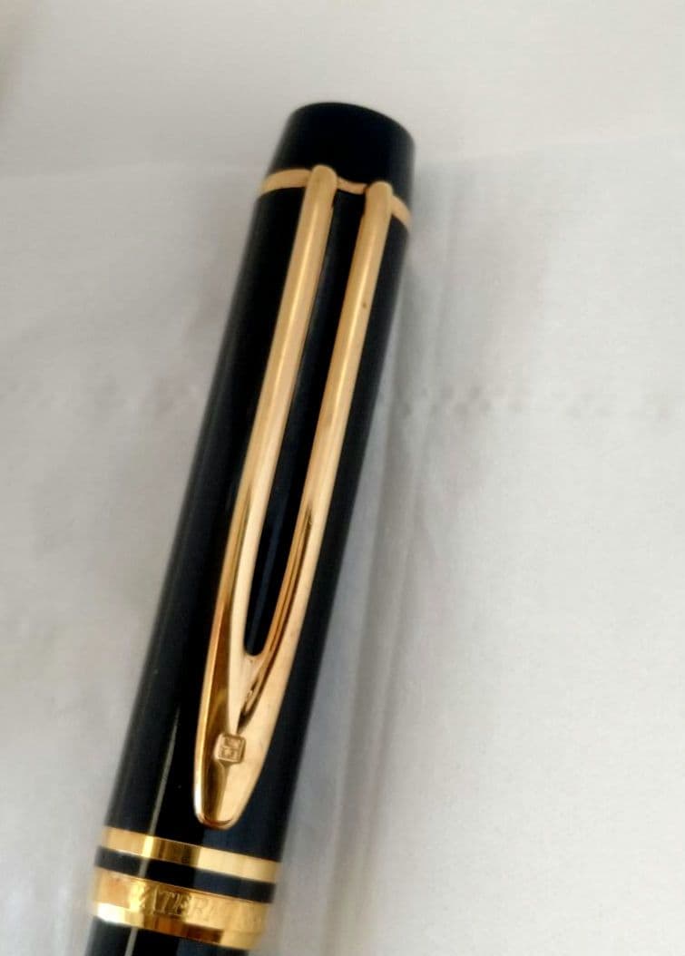 Waterman ballpoint pen in classic design with shiny metal finish and no major scratches