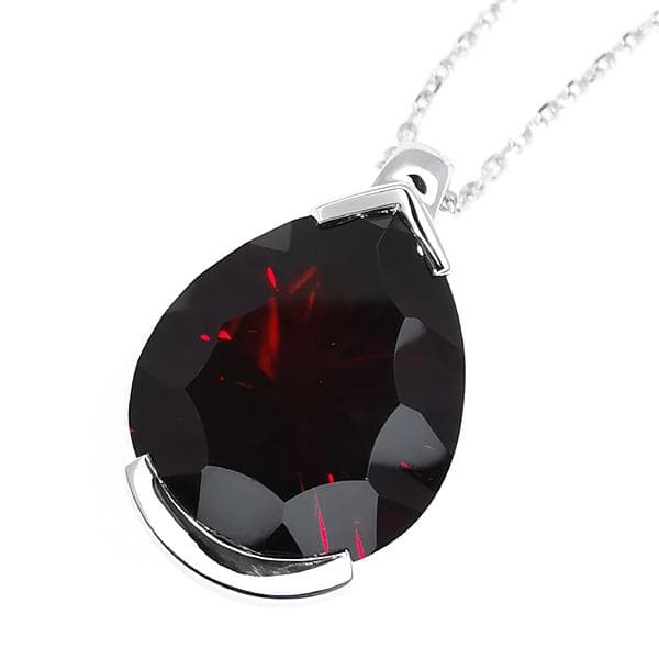 Tasaki K18 white gold Lumino necklace with garnet stone pendant and 55 cm chain