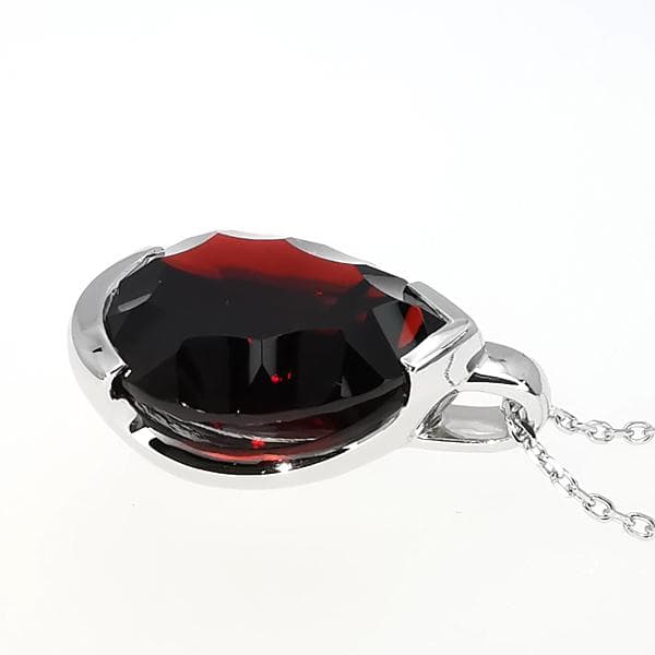 Tasaki K18 white gold Lumino necklace with garnet stone pendant and 55 cm chain
