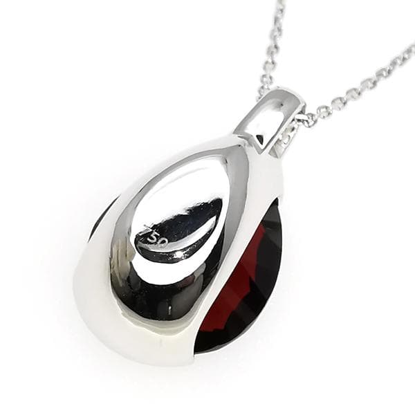 Tasaki K18 white gold Lumino necklace with garnet stone pendant and 55 cm chain