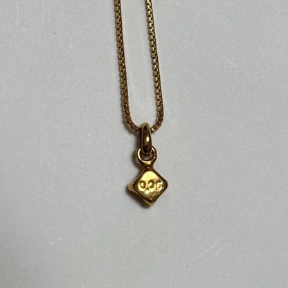 Agete K18 yellow gold single diamond necklace with 0.05ct diamond, 40cm adjustable length