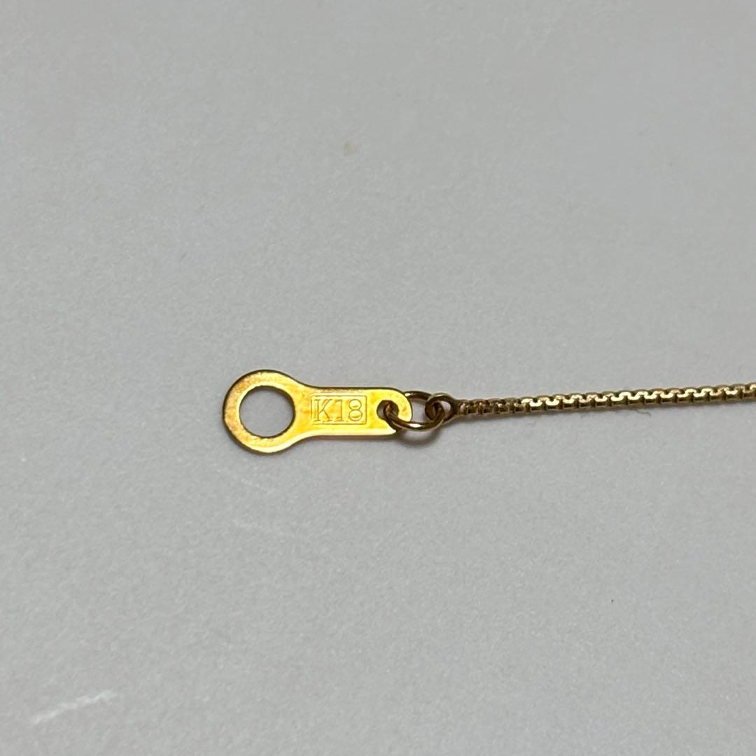 Agete K18 yellow gold single diamond necklace with 0.05ct diamond, 40cm adjustable length