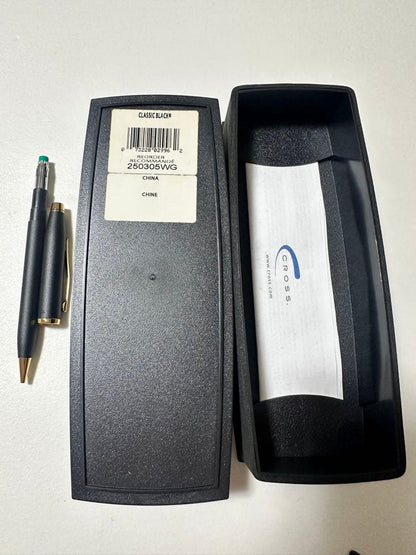 CROSS mechanical pencil in black with gold metal fittings and slight case aging