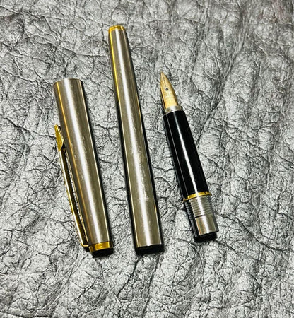 Two Pilot 14K U Fountain Pens from 1974 with fine nib size shown side by side