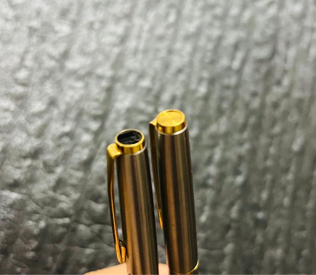 Two Pilot 14K U Fountain Pens from 1974 with fine nib size shown side by side