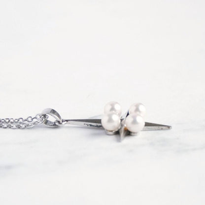 Mikimoto Akoya Pearl Necklace with silver chain and 15x28mm pearl pendant