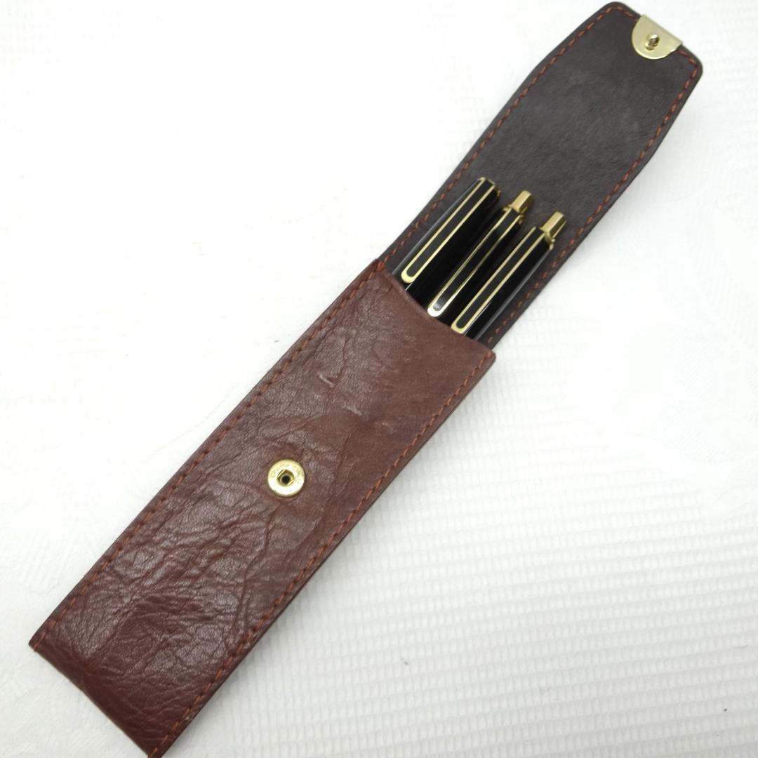 Pilot 14K fountain pen with fine nib, black ballpoint pen, and 0.5mm mechanical pencil in a set